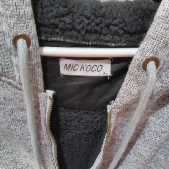 Micokoco Men's Zip Up Hoodie Color Gray Size XL NWT - Picture 3 of 6
